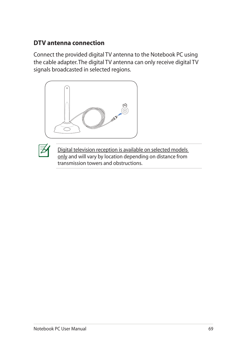 Dtv antenna connection | Asus X7DSL User Manual | Page 69 / 120
