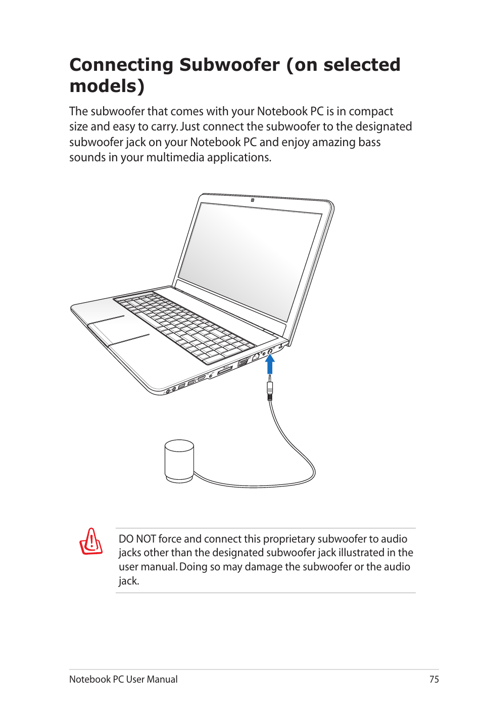 Connecting subwoofer, Connecting subwoofer (on selected models) | Asus X7DSL User Manual | Page 75 / 120