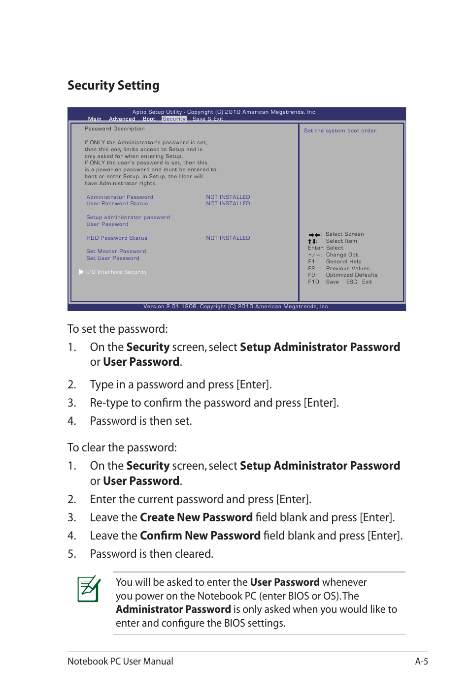 Security setting | Asus X7DSL User Manual | Page 81 / 120