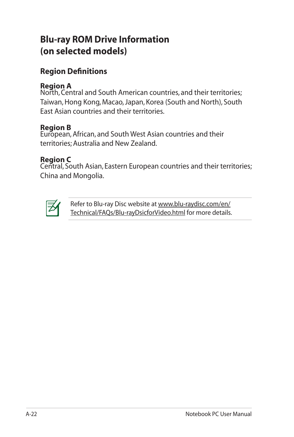 Blu-ray rom drive information(on selected models), Blu-ray rom drive information (on selected models) | Asus X7DSL User Manual | Page 98 / 120