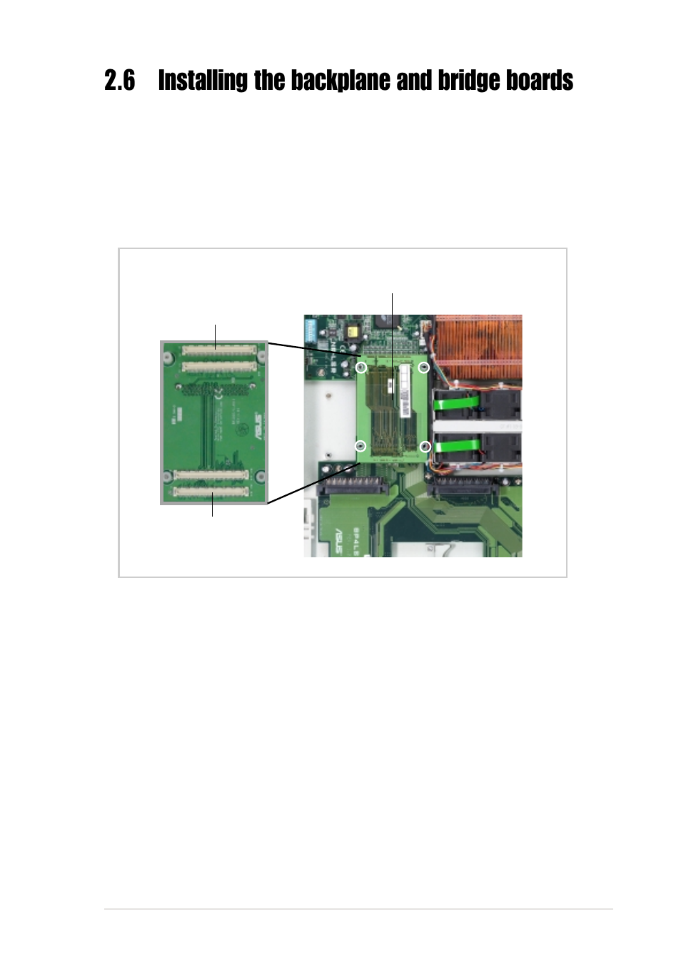 6 installing the backplane and bridge boards, Bridge board (bridge-ar12), Bridge board (bridge/s-ar12) | Asus AP1600R-S5 User Manual | Page 27 / 50