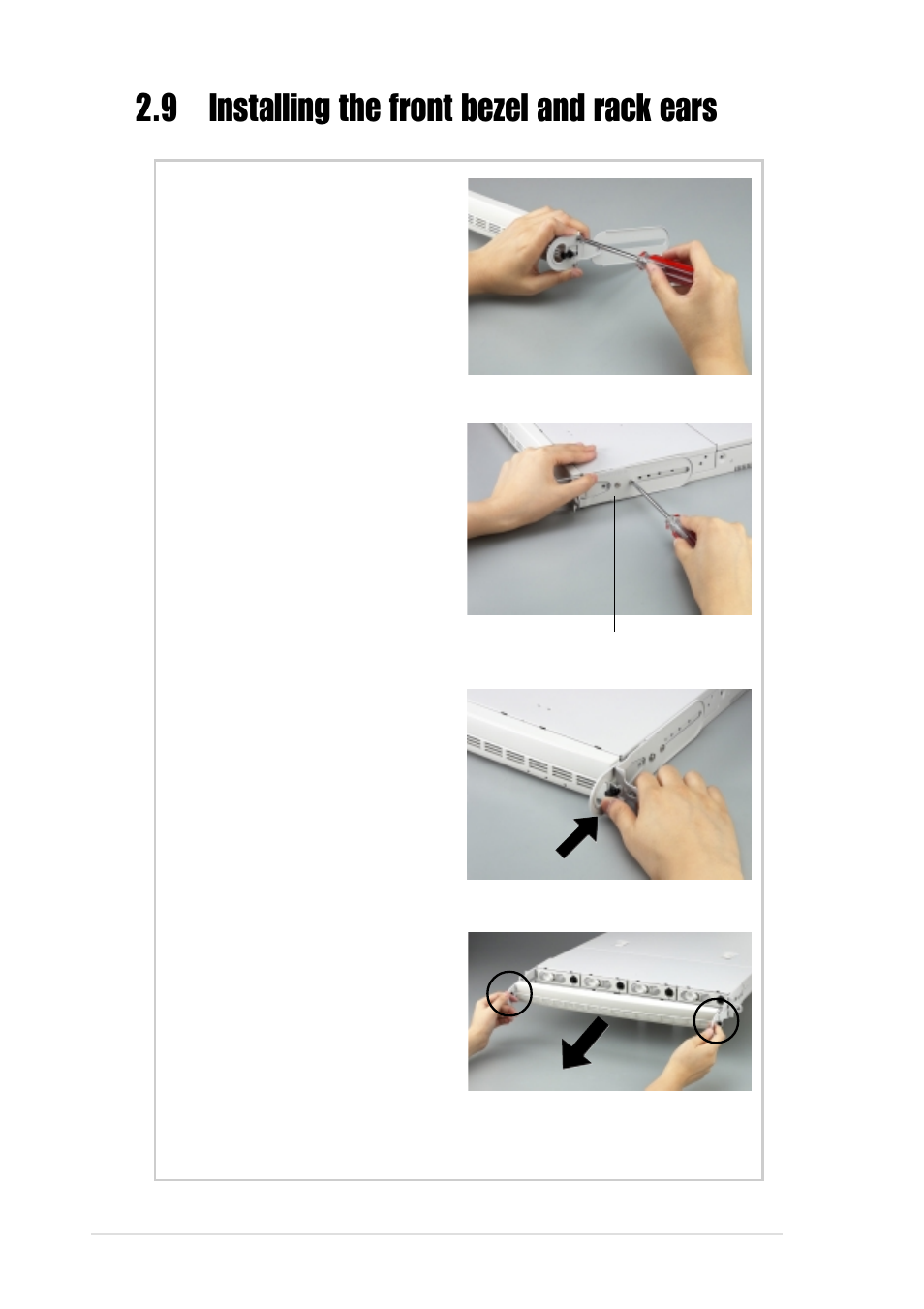 9 installing the front bezel and rack ears | Asus AP1600R-S5 User Manual | Page 34 / 50