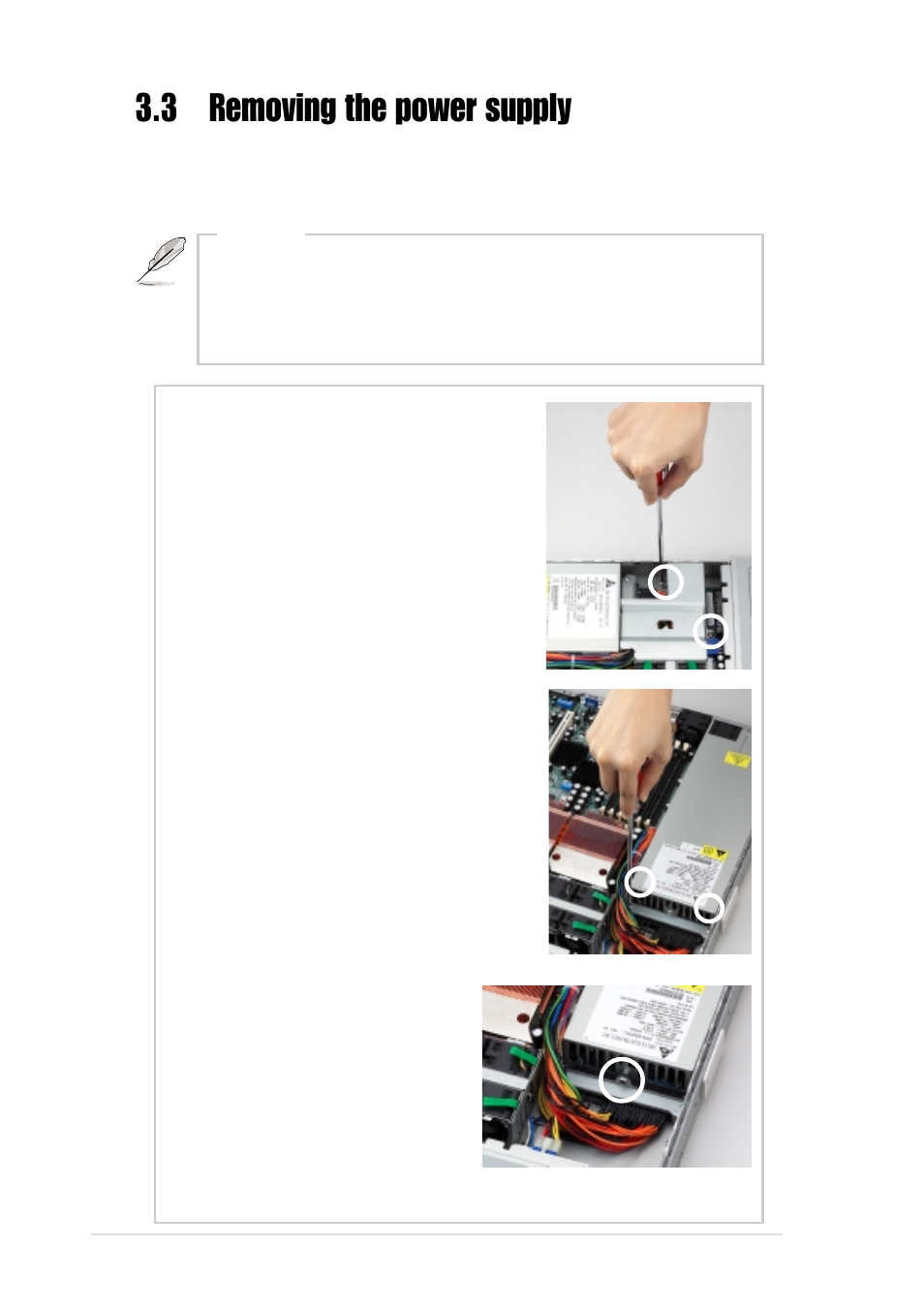 3 removing the power supply | Asus AP1600R-S5 User Manual | Page 42 / 50