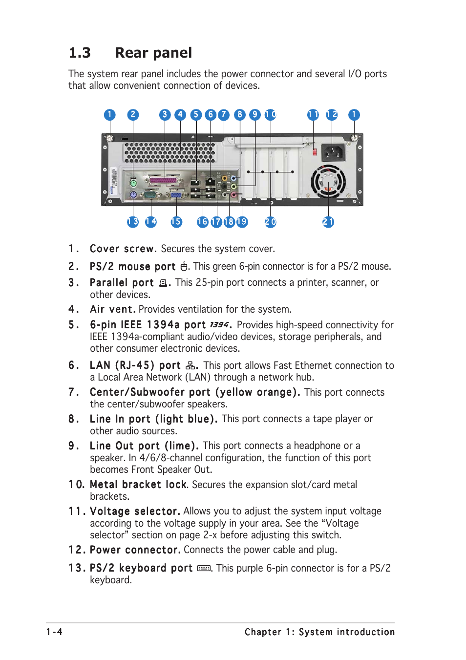 3 rear panel | Asus P3-PH4 User Manual | Page 14 / 96