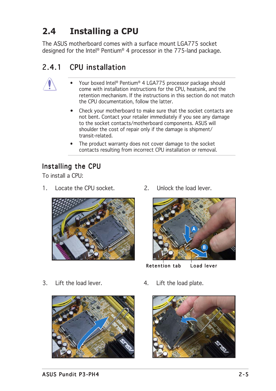 4 installing a cpu, Installing the cpu | Asus P3-PH4 User Manual | Page 21 / 96