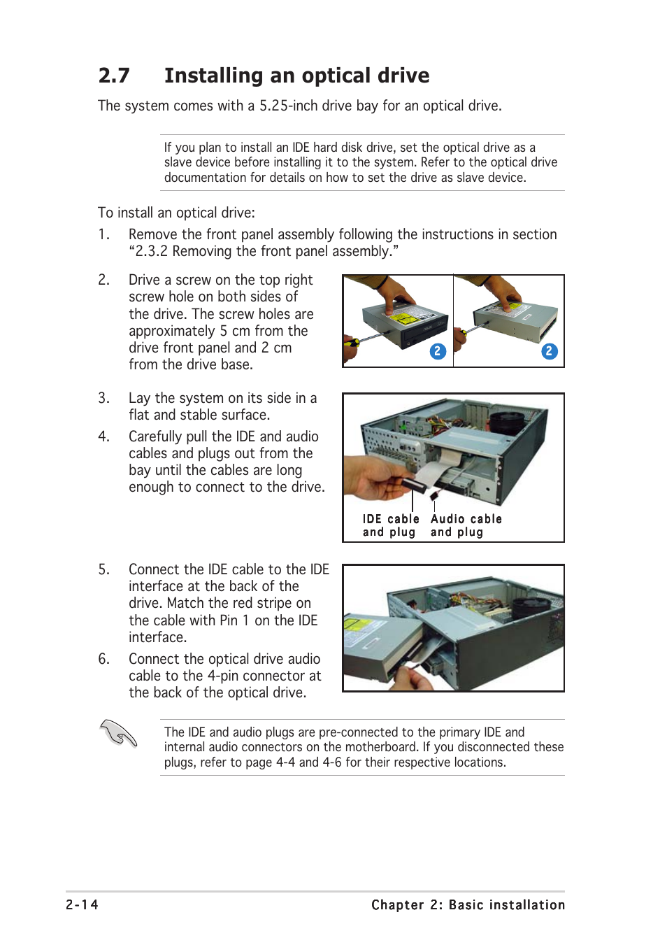 7 installing an optical drive | Asus P3-PH4 User Manual | Page 30 / 96