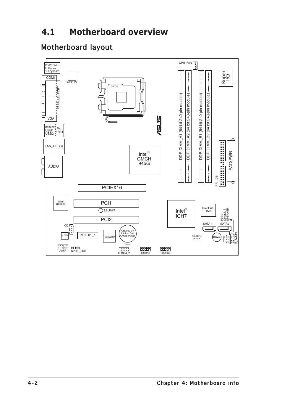 1 motherboard overview, Motherboard layout | Asus P3-PH4 User Manual | Page 50 / 96