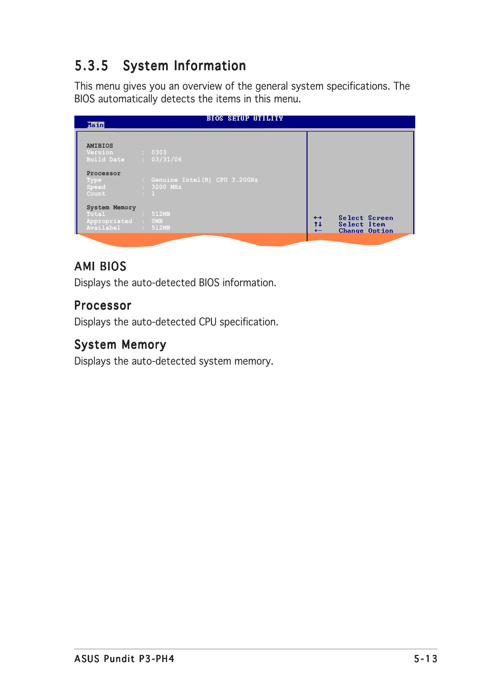 Ami bios, Processor | Asus P3-PH4 User Manual | Page 71 / 96