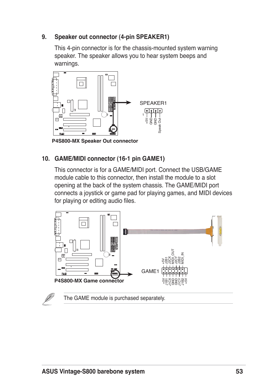 The game module is purchased separately | Asus Vintage User Manual | Page 53 / 86