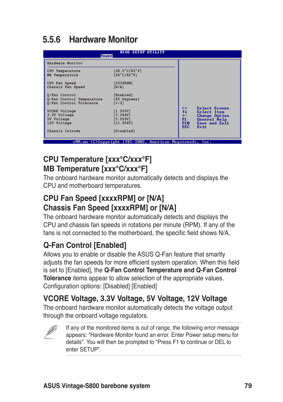 6 hardware monitor, Q-fan control [enabled | Asus Vintage User Manual | Page 79 / 86