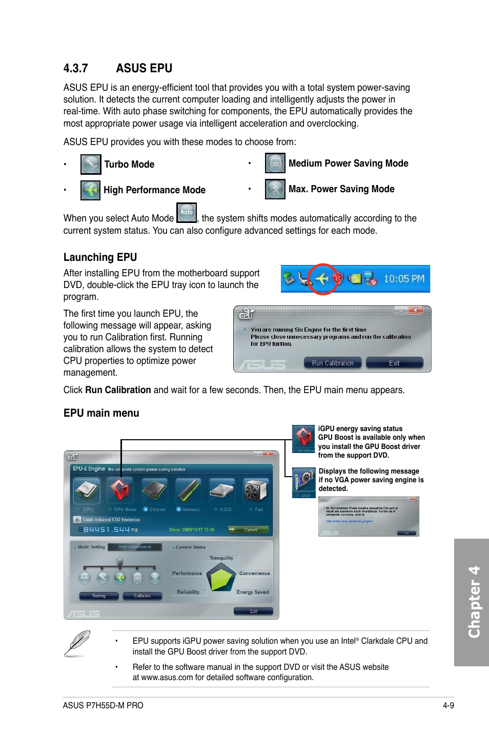 7 asus epu, Asus epu -9, Chapter 4 | Asus P7H55D-M PRO User Manual | Page 105 / 110