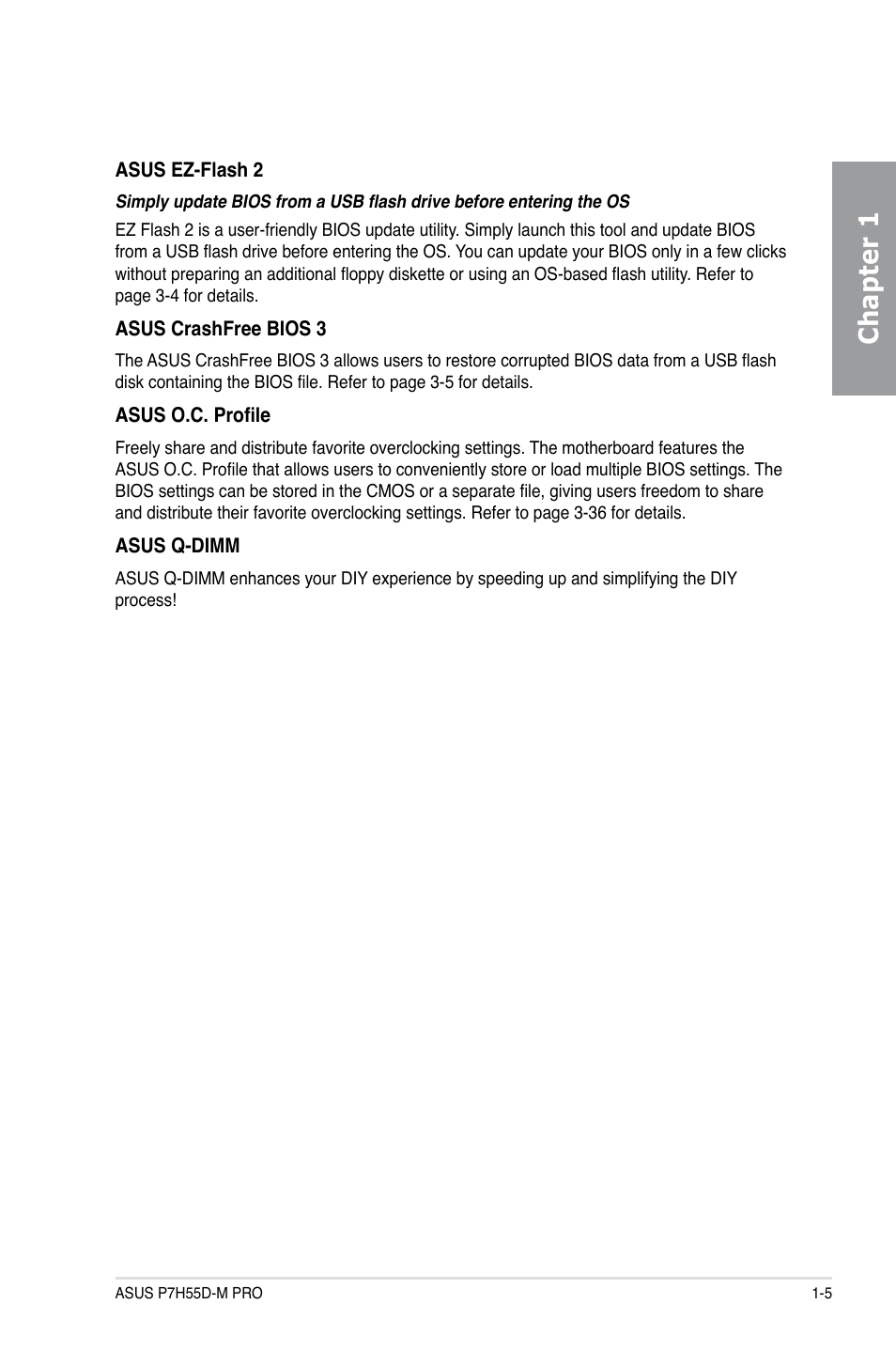 Chapter 1 | Asus P7H55D-M PRO User Manual | Page 19 / 110