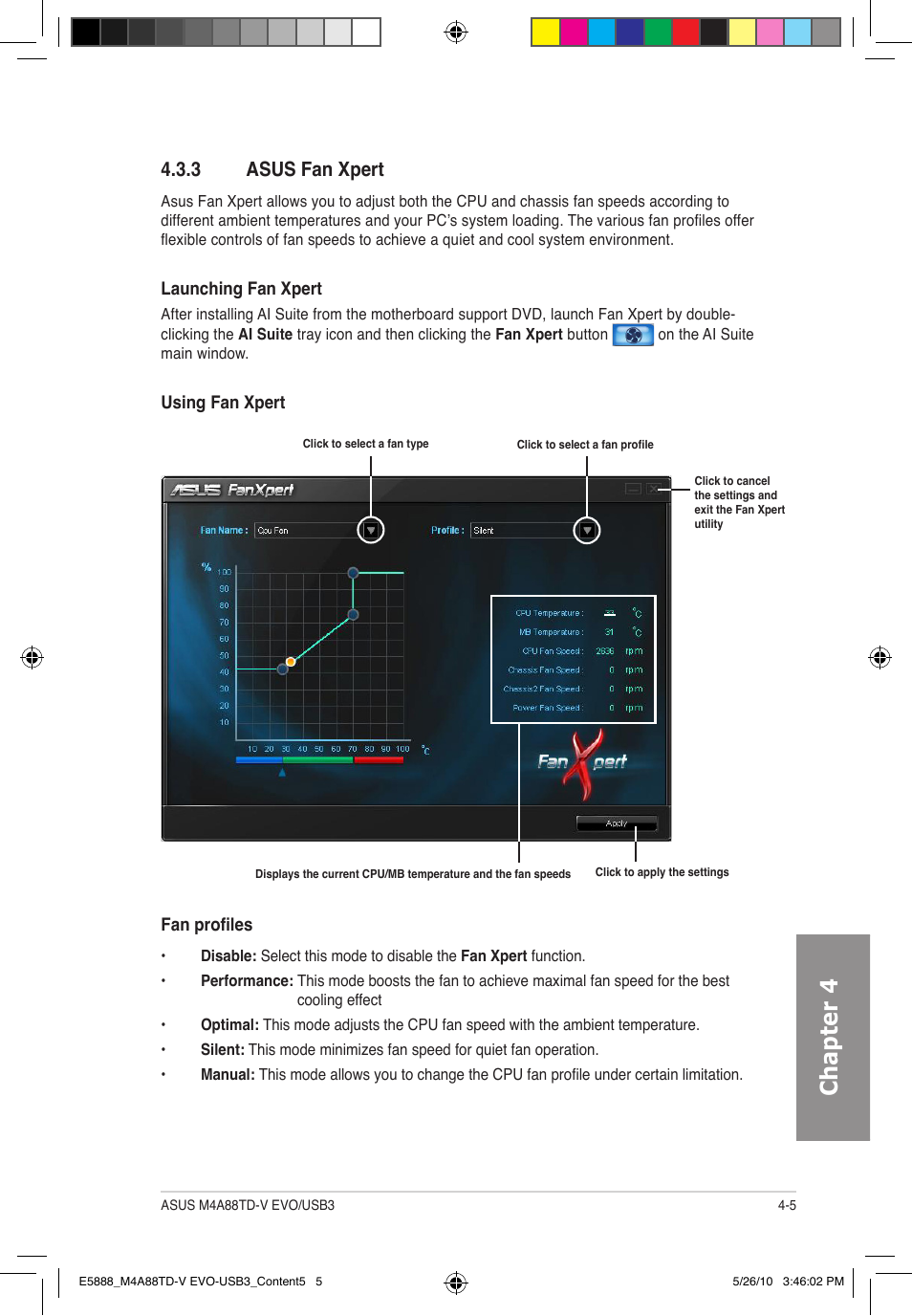 Chapter 4, 3 asus fan xpert | Asus M4A88TD-V EVO/USB3 User Manual | Page 105 / 128