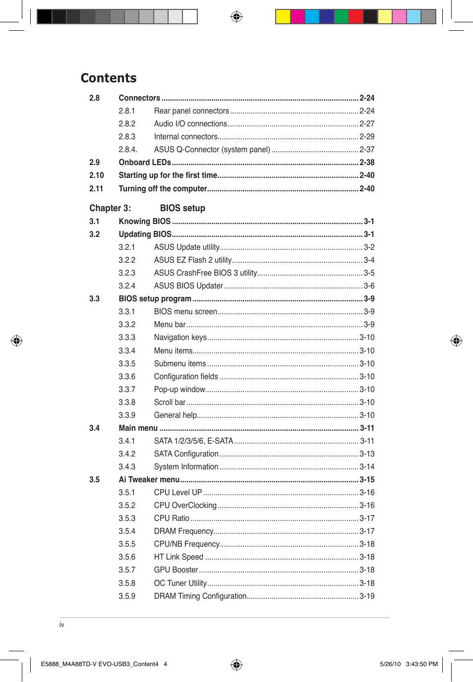 Asus M4A88TD-V EVO/USB3 User Manual | Page 4 / 128
