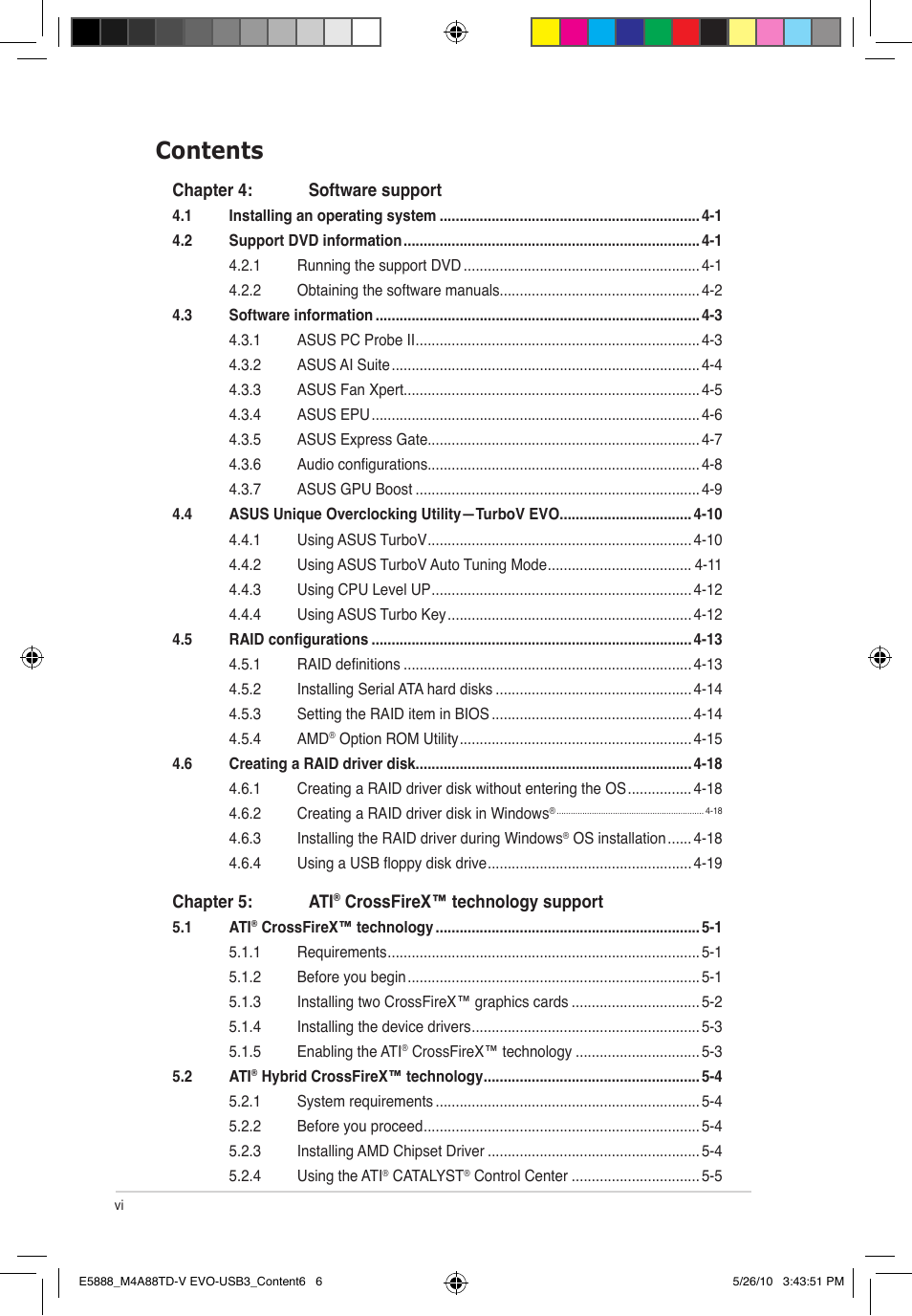 Asus M4A88TD-V EVO/USB3 User Manual | Page 6 / 128