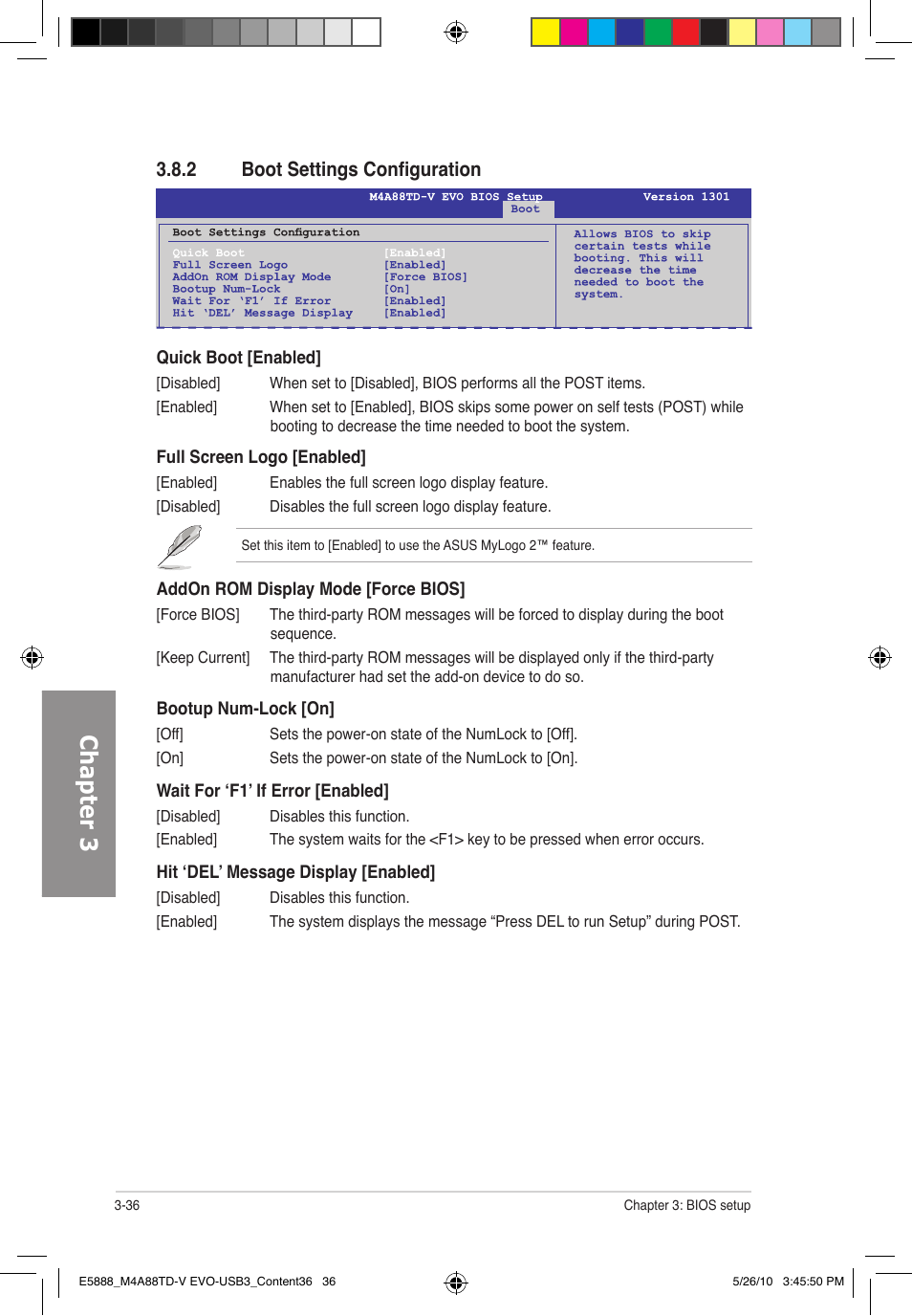 Chapter 3, 2 boot settings configuration | Asus M4A88TD-V EVO/USB3 User Manual | Page 94 / 128