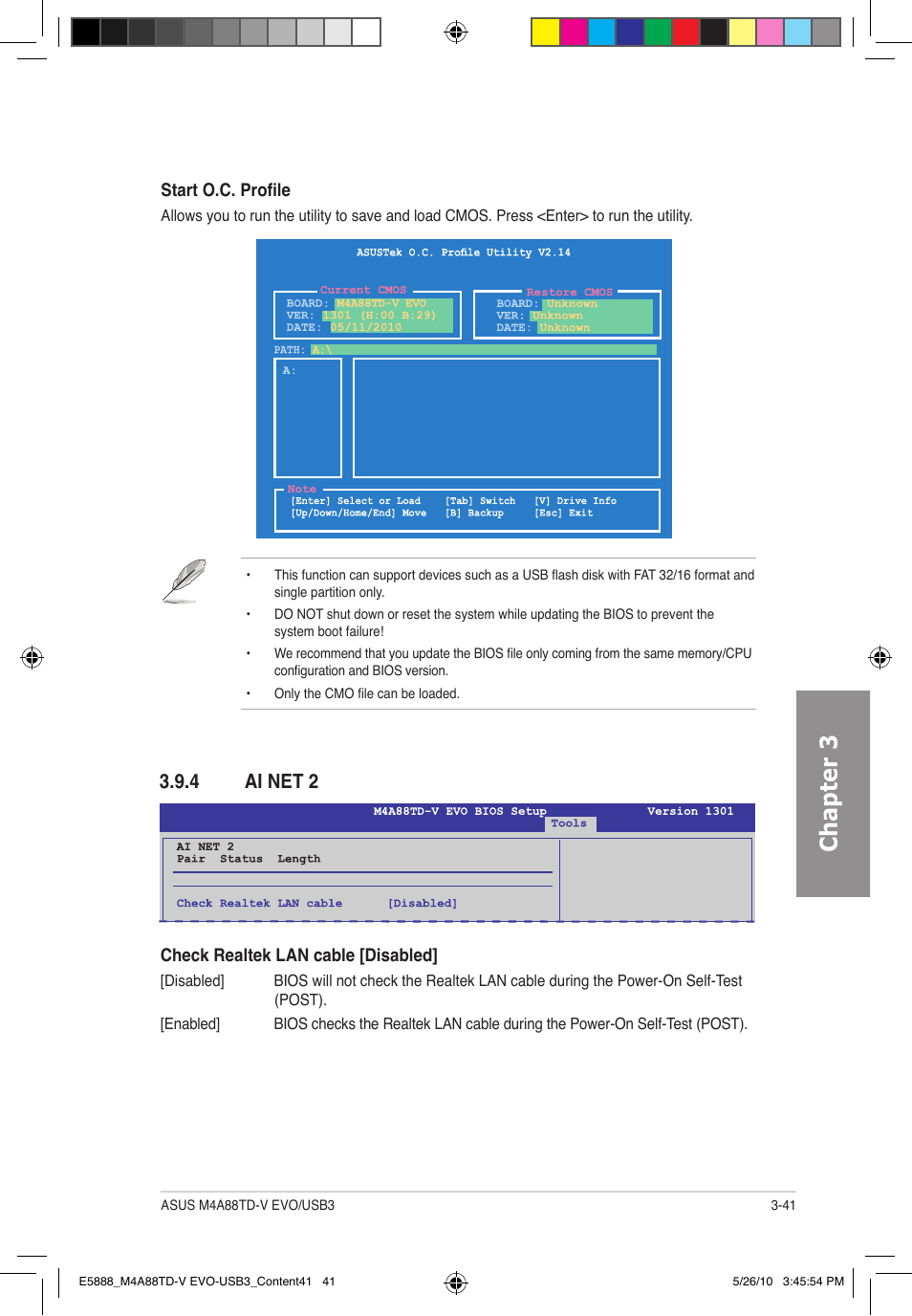 Chapter 3, 4 ai net 2 | Asus M4A88TD-V EVO/USB3 User Manual | Page 99 / 128