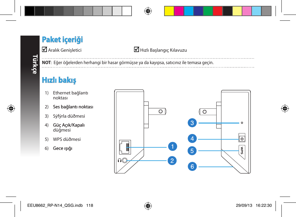 Paket içeriği, Hızlı bakış, Tür kç e | Asus RP-N14 User Manual | Page 118 / 144