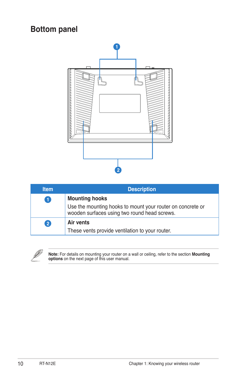 Bottom panel | Asus RT-N12E User Manual | Page 10 / 46