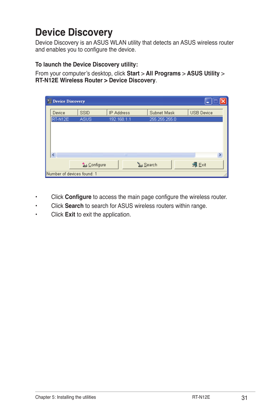 Device discovery | Asus RT-N12E User Manual | Page 31 / 46