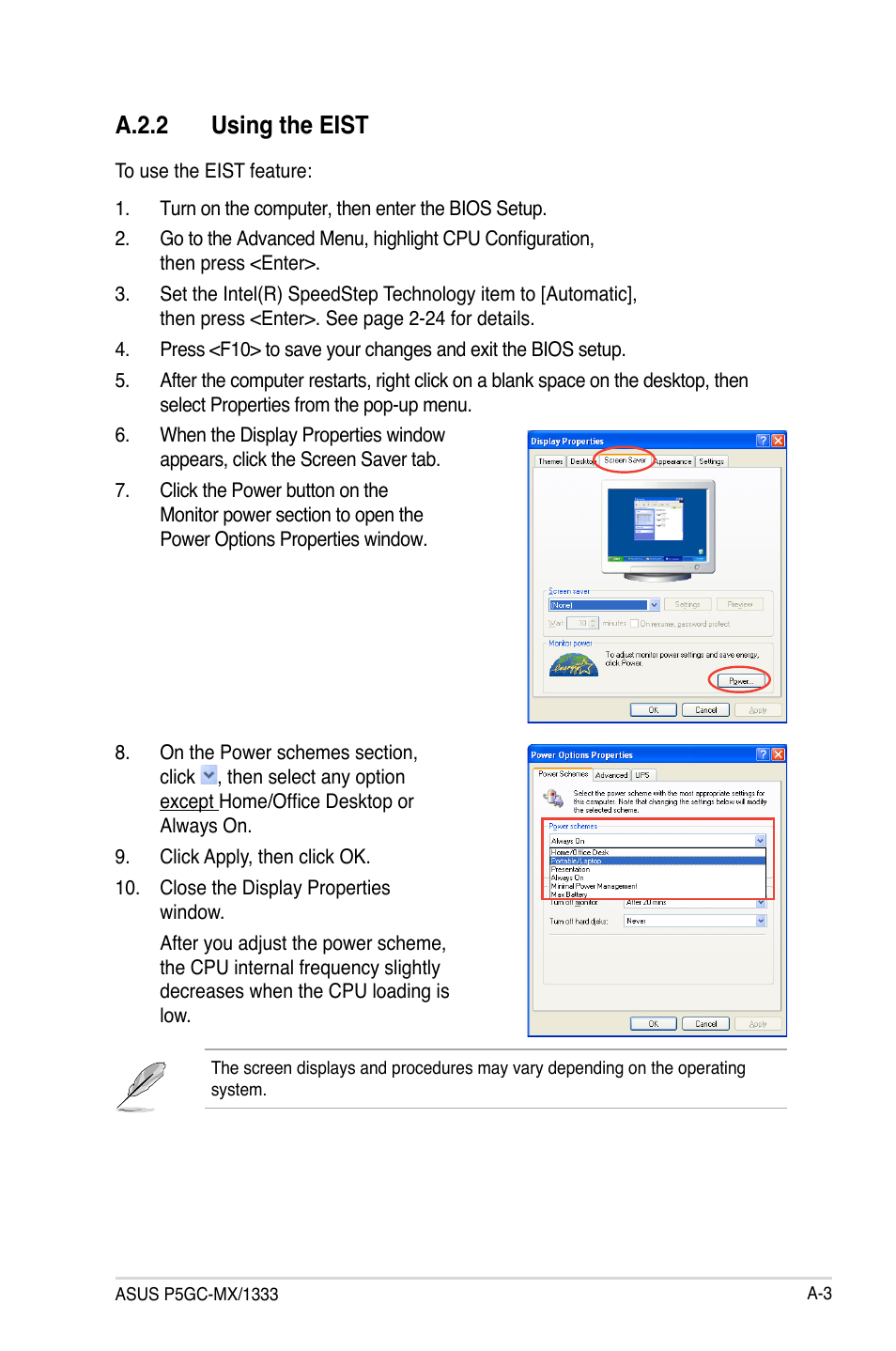 A.2.2 using the eist | Asus P5GC-MX/1333 User Manual | Page 91 / 92