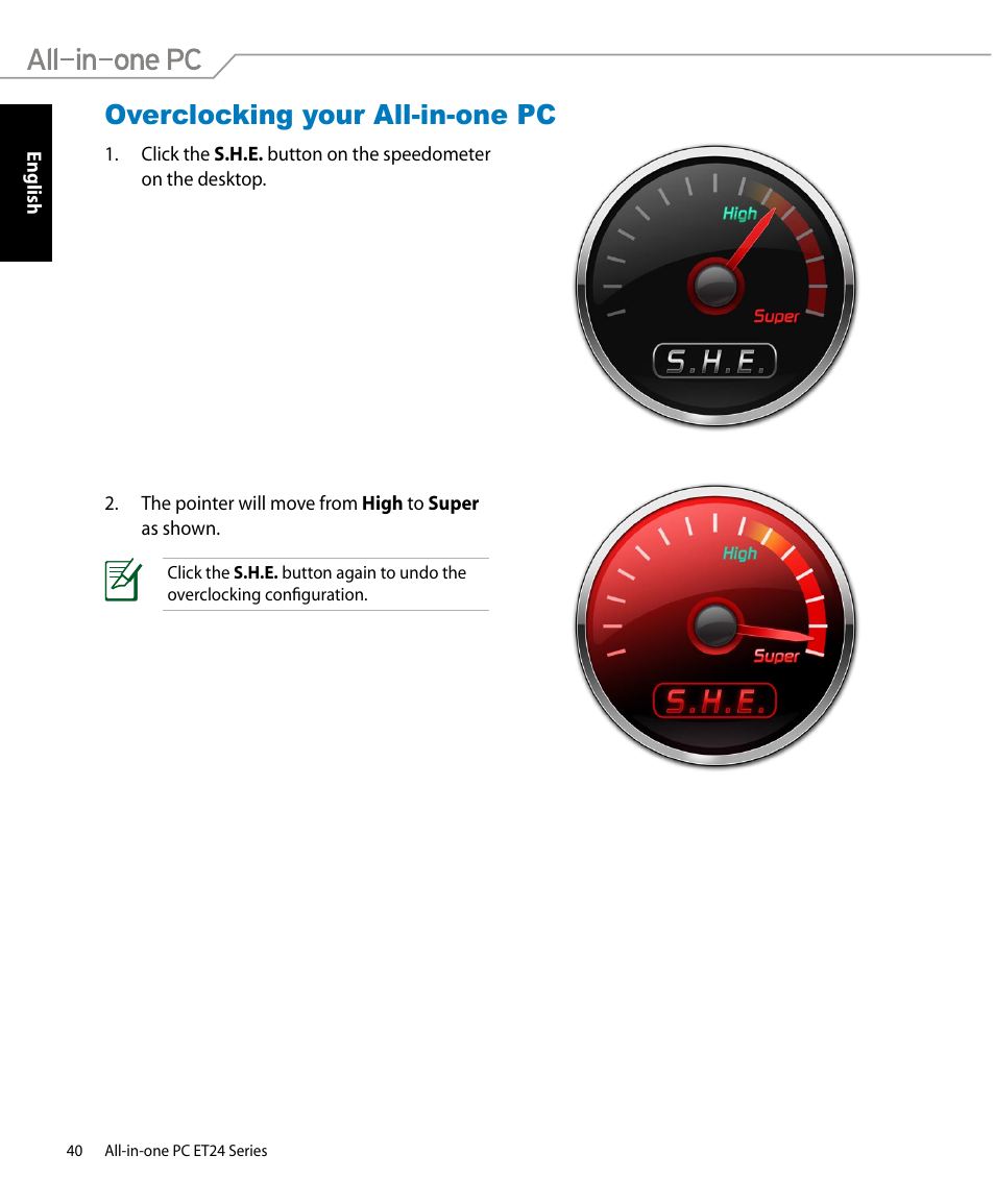 Overclocking your all-in-one pc | Asus ET2400IUTS User Manual | Page 40 / 48