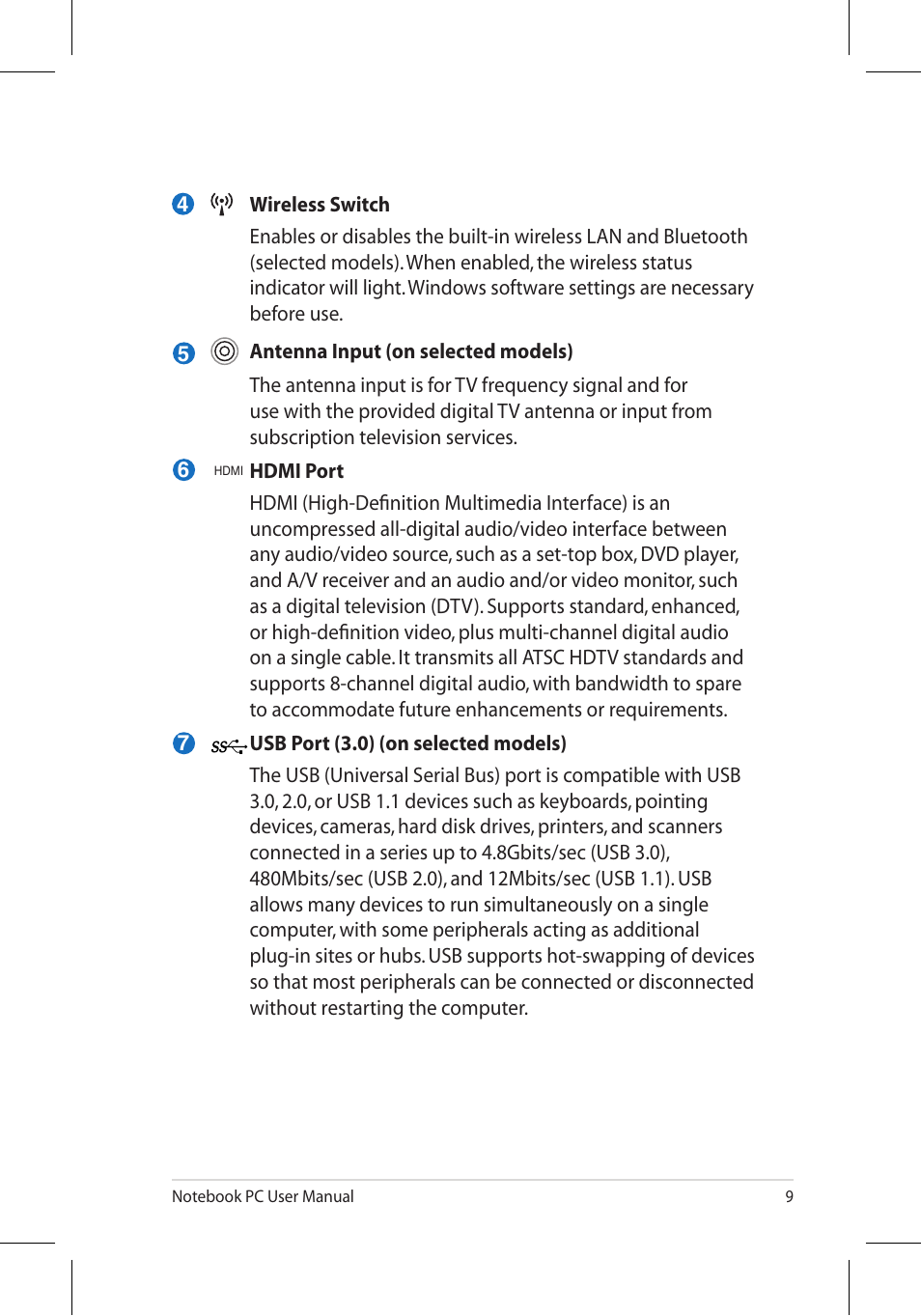 Asus X7BJQ User Manual | Page 9 / 28