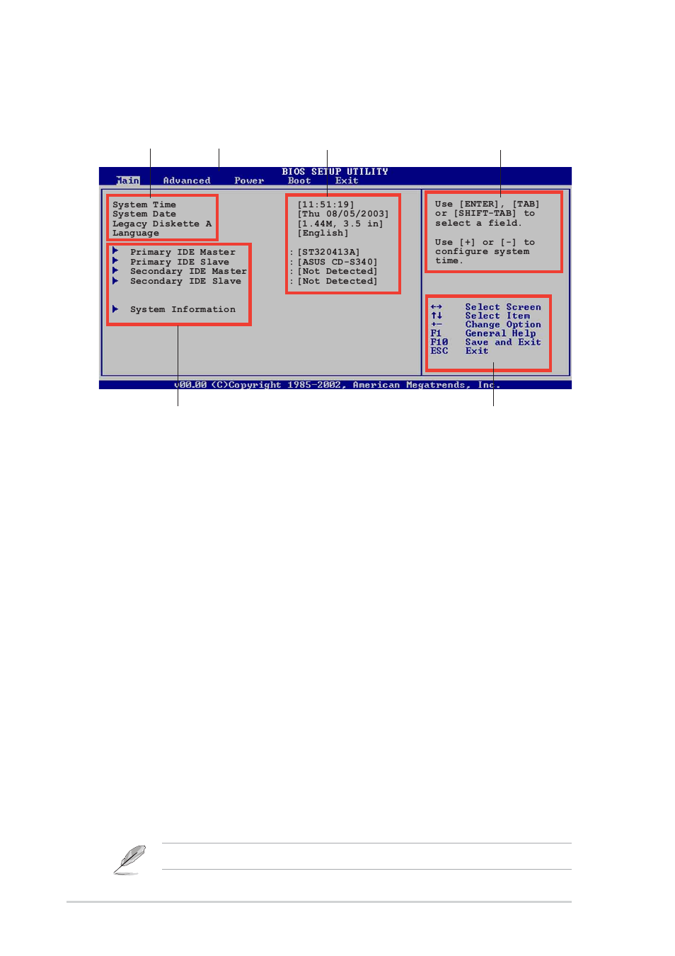 2 menu bar, 1 bios menu screen, 3 navigation keys | Asus K8N-E Deluxe User Manual | Page 74 / 128