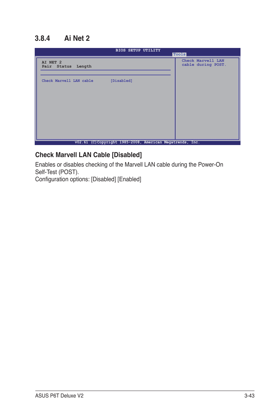 4 ai net 2, Ai net 2 -43, Check marvell lan cable [disabled | Asus P6T Deluxe V2 User Manual | Page 113 / 182