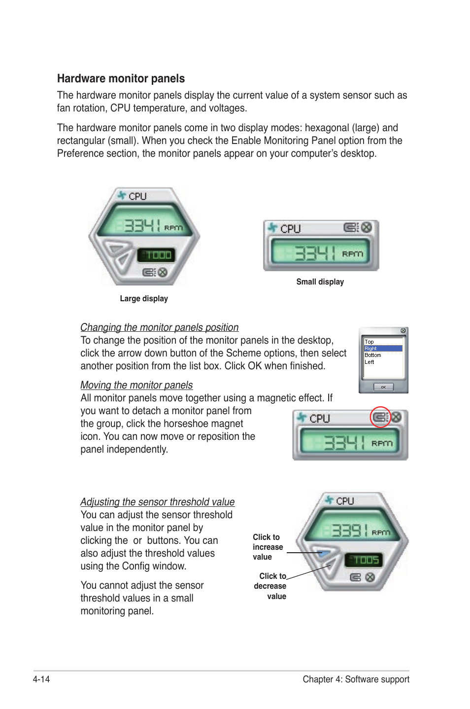 Hardware monitor panels | Asus P6T Deluxe V2 User Manual | Page 130 / 182