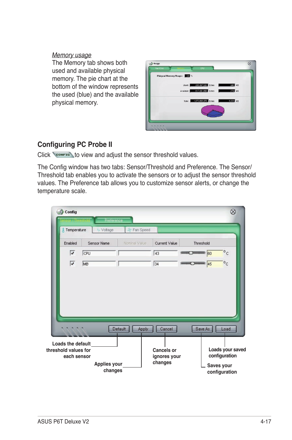 Configuring pc probe ii | Asus P6T Deluxe V2 User Manual | Page 133 / 182