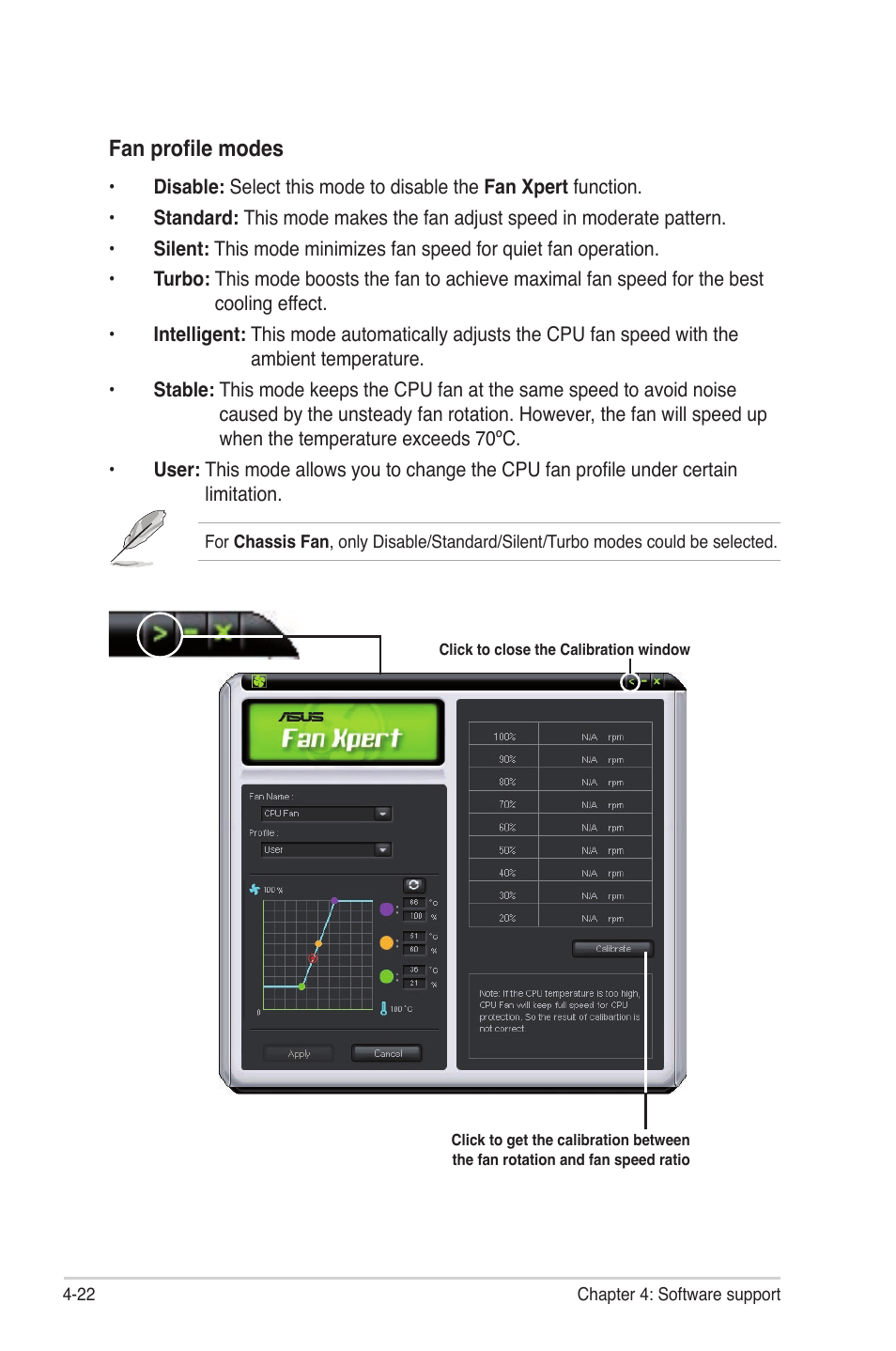 Fan profile modes | Asus P6T Deluxe V2 User Manual | Page 138 / 182