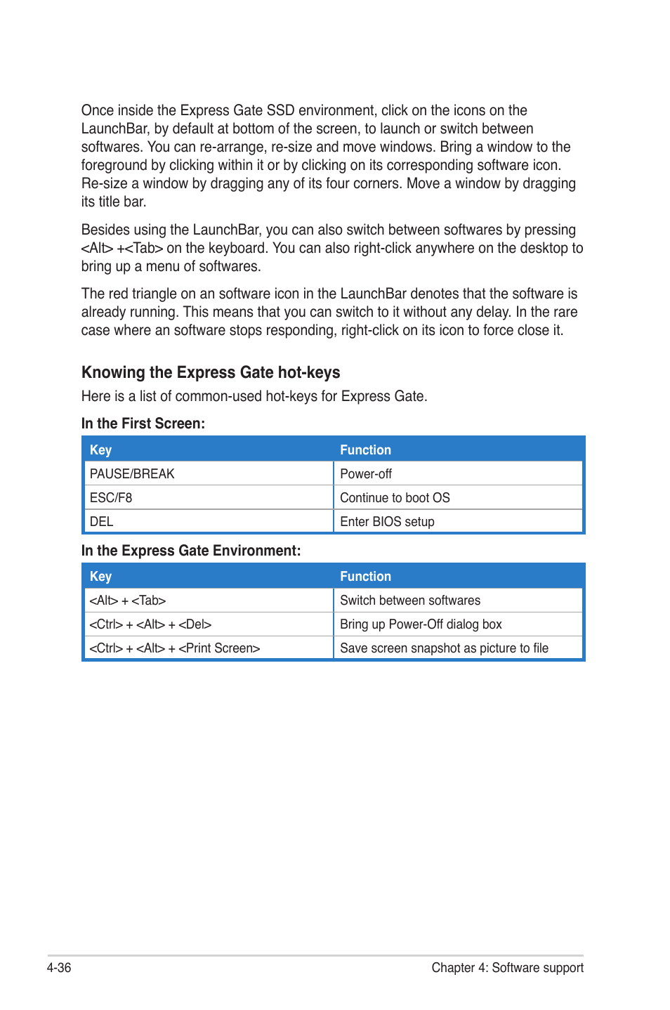 Knowing the express gate hot-keys | Asus P6T Deluxe V2 User Manual | Page 152 / 182