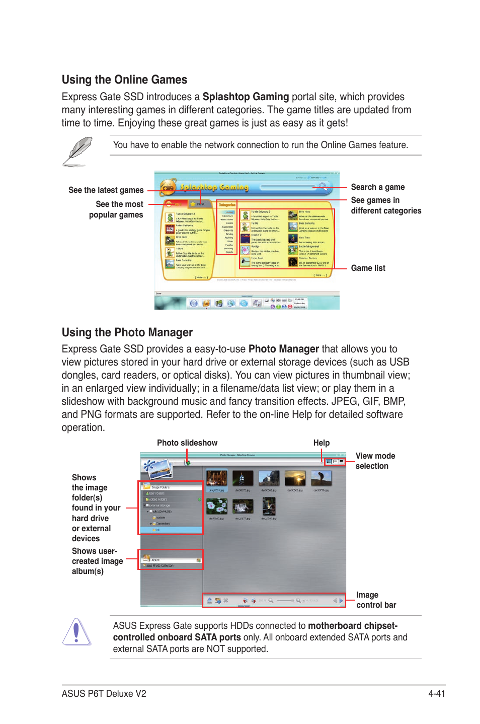 Using the photo manager, Using the online games | Asus P6T Deluxe V2 User Manual | Page 157 / 182