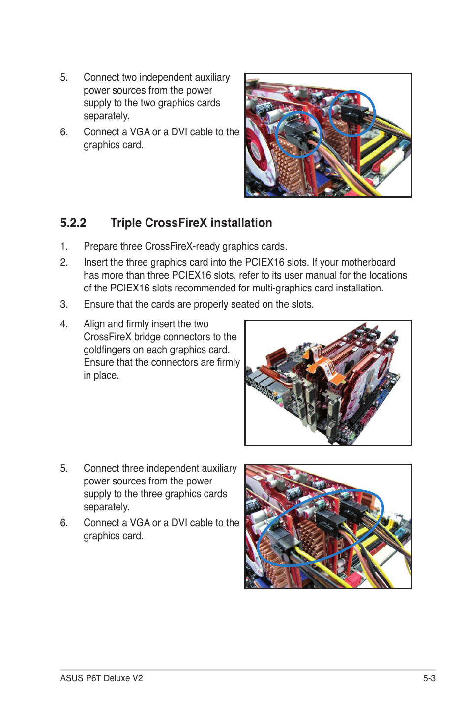 2 triple crossfirex installation, Triple crossfirex installation -3 | Asus P6T Deluxe V2 User Manual | Page 175 / 182