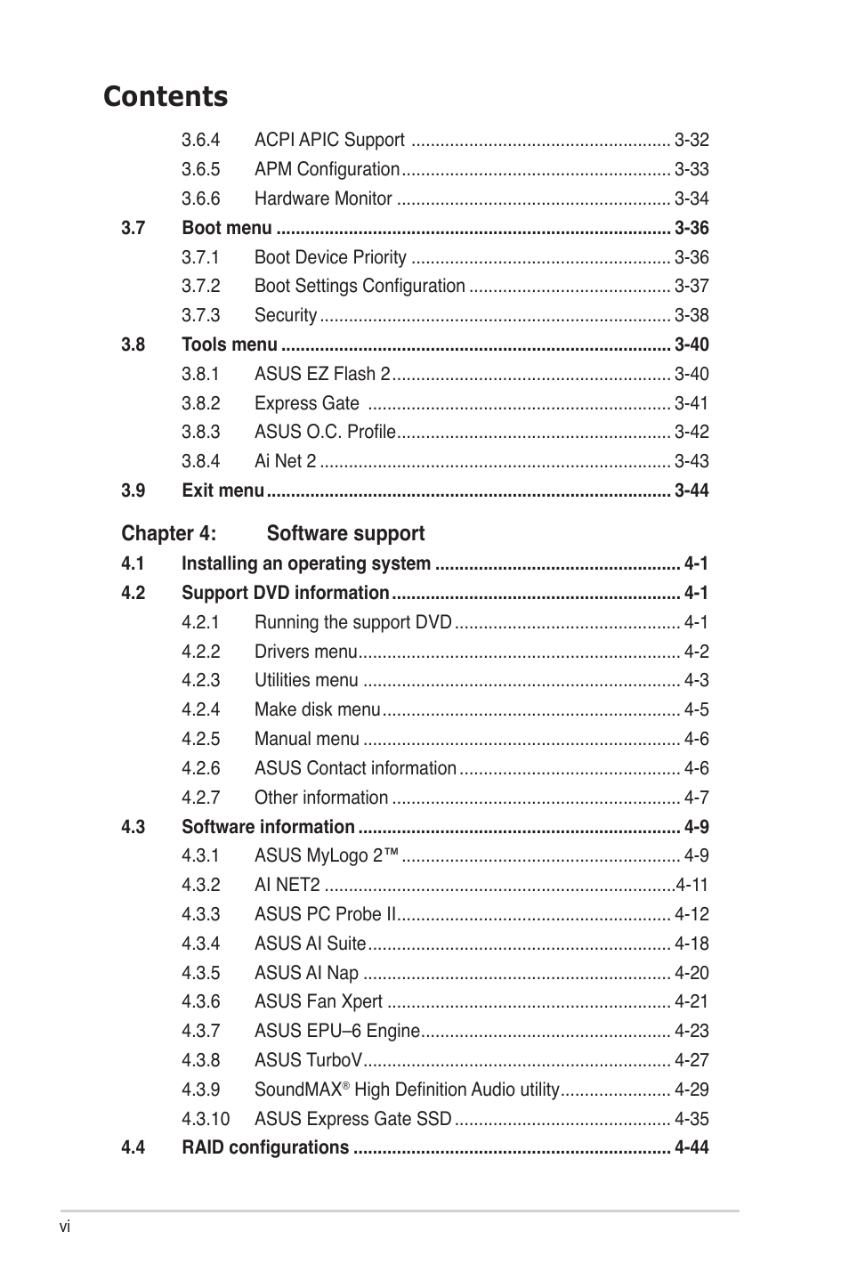 Asus P6T Deluxe V2 User Manual | Page 6 / 182