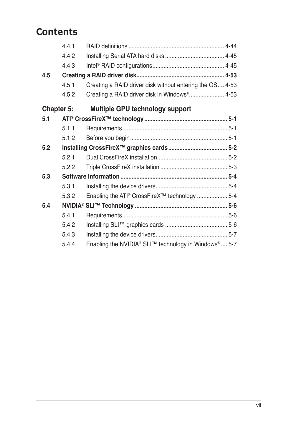 Asus P6T Deluxe V2 User Manual | Page 7 / 182