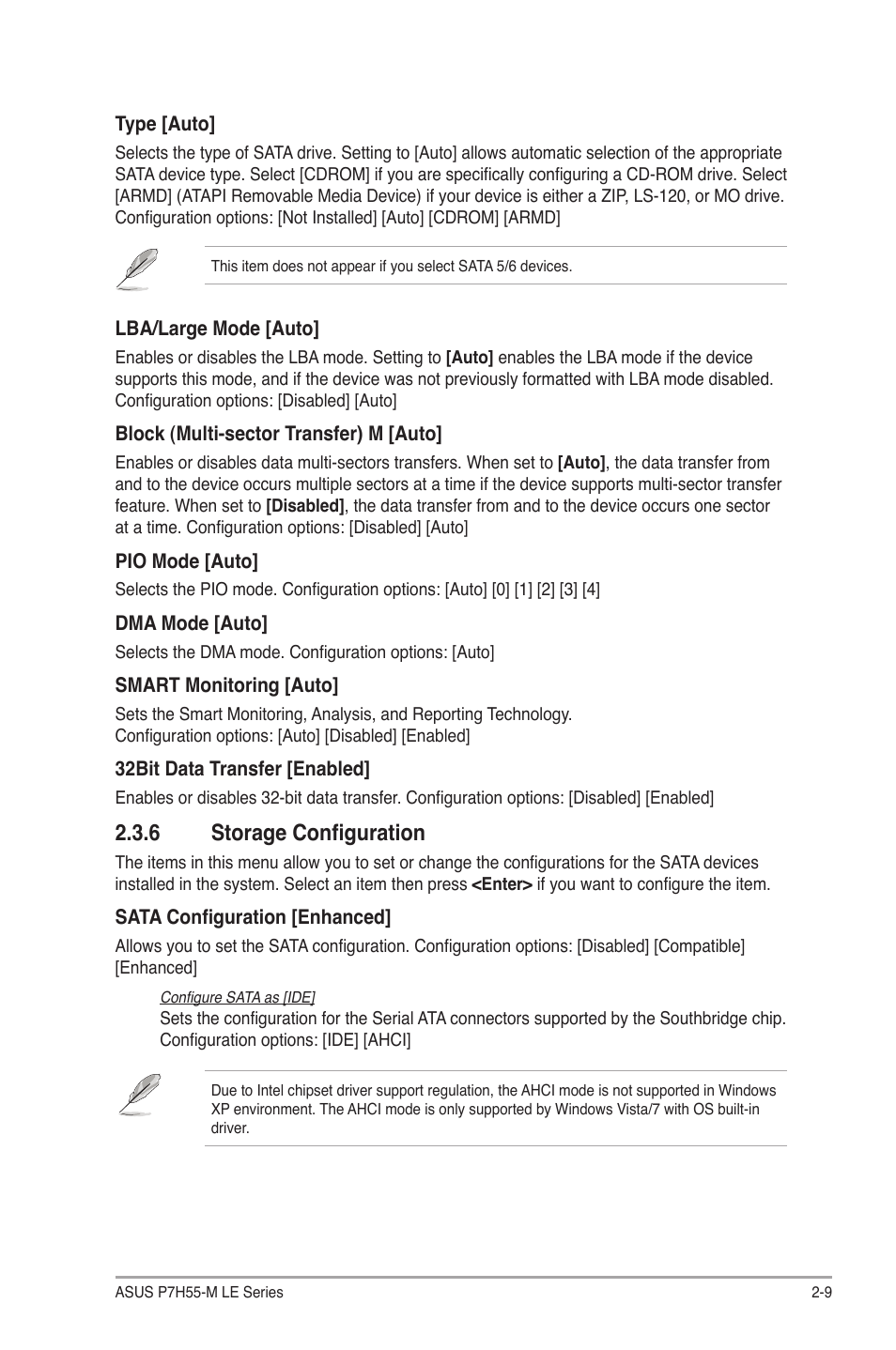 6 storage configuration, Storage configuration -9 | Asus P7H55-M PLUS User Manual | Page 35 / 49