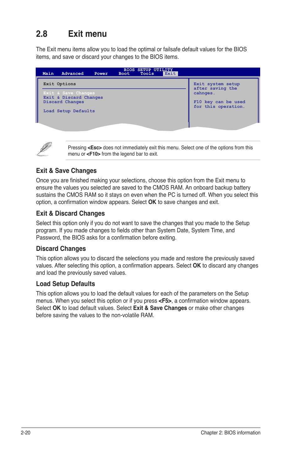 8 exit menu, Exit menu -20 | Asus P7H55-M PLUS User Manual | Page 46 / 49