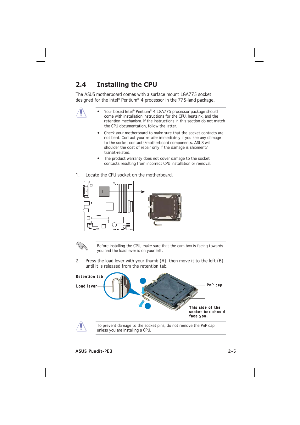 4 installing the cpu | Asus Pundit-PE3 User Manual | Page 21 / 90