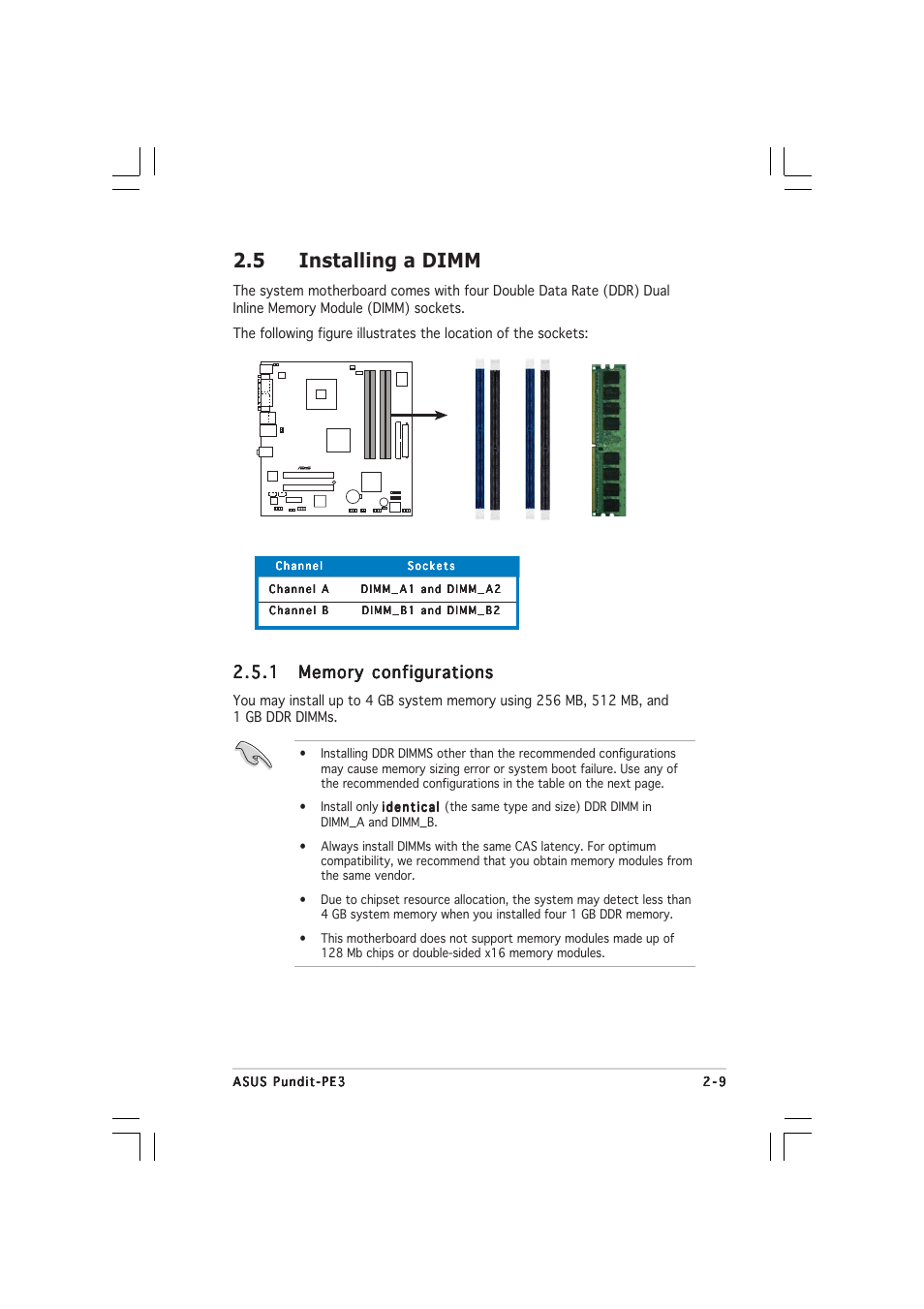 5 installing a dimm | Asus Pundit-PE3 User Manual | Page 25 / 90