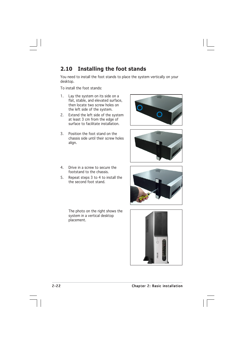 10 installing the foot stands | Asus Pundit-PE3 User Manual | Page 38 / 90