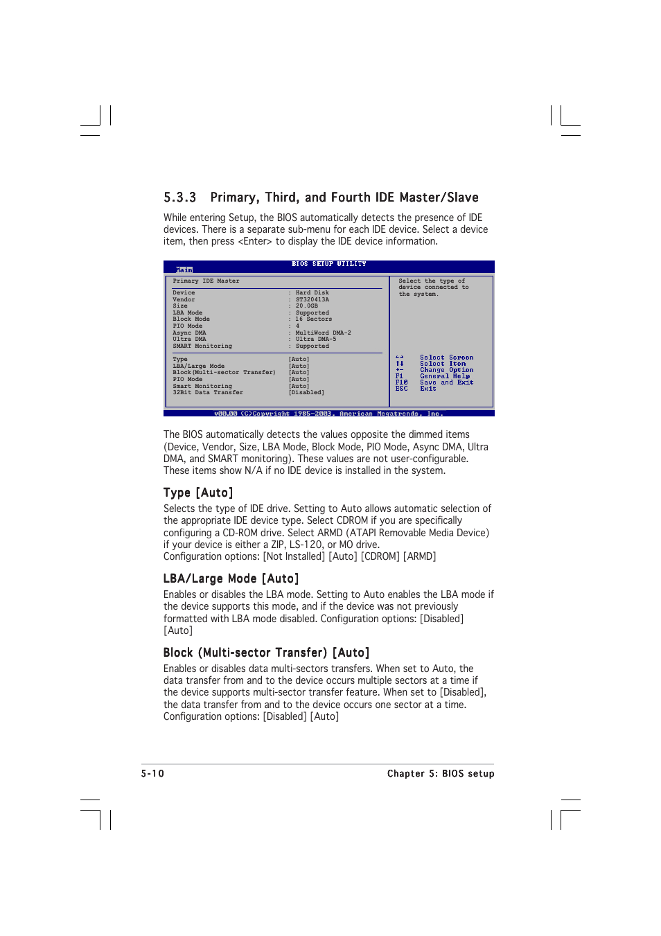 Type [auto, Lba/large mode [auto, Block (multi-sector transfer) [auto | Asus Pundit-PE3 User Manual | Page 68 / 90