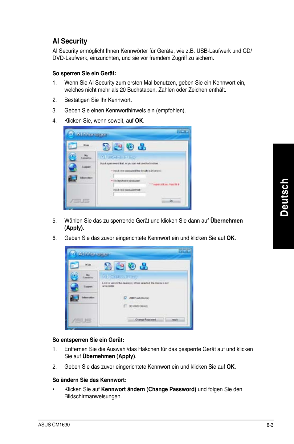 De uts ch de ut sc h | Asus CM1630 User Manual | Page 141 / 409