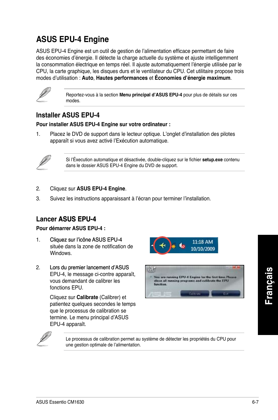 Fra nç ais fr an ça is, Asus epu-4 engine | Asus CM1630 User Manual | Page 226 / 409