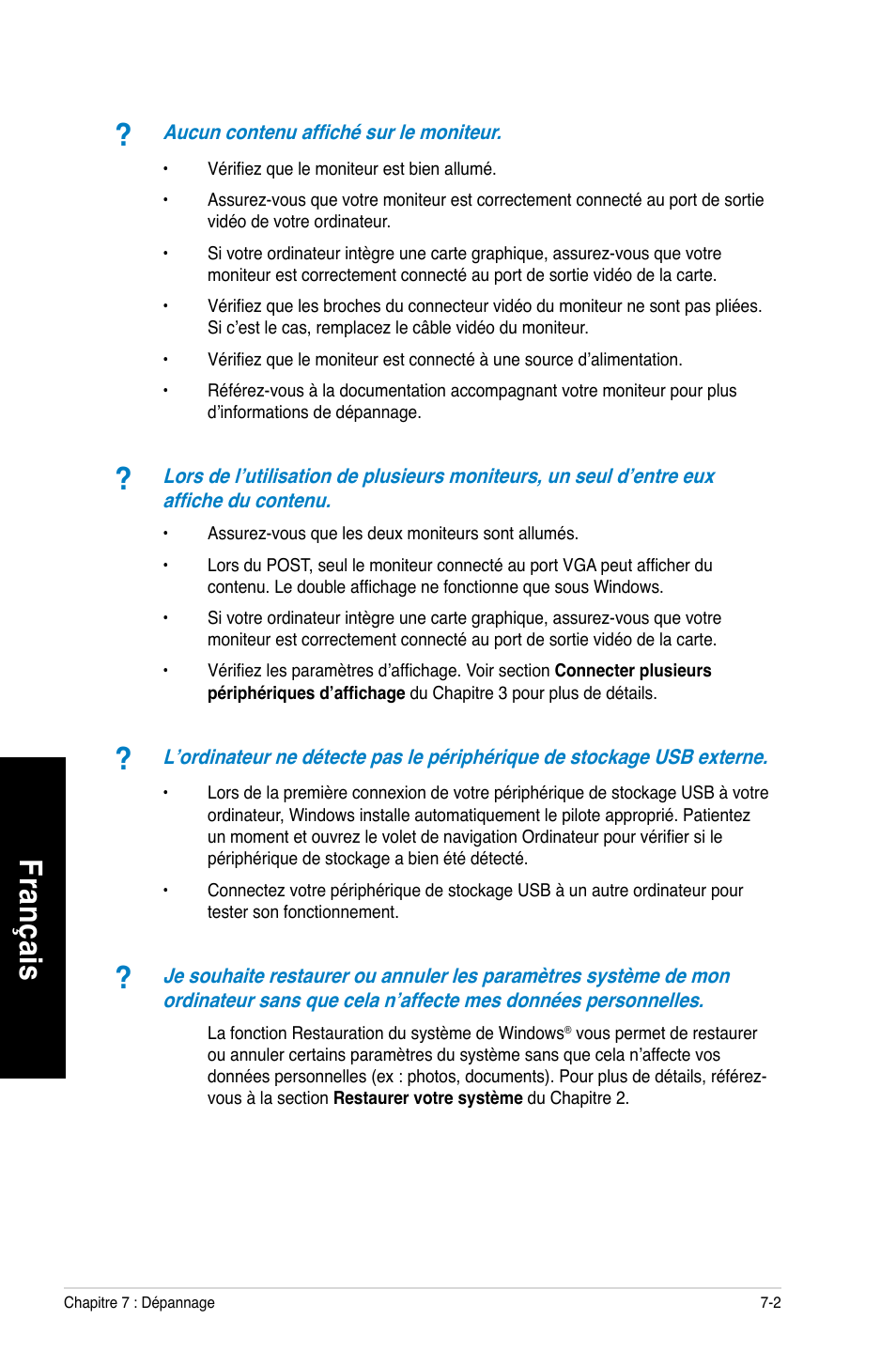 Fra nç ais fr an ça is fra nç ais fr an ça is | Asus CM1630 User Manual | Page 239 / 409