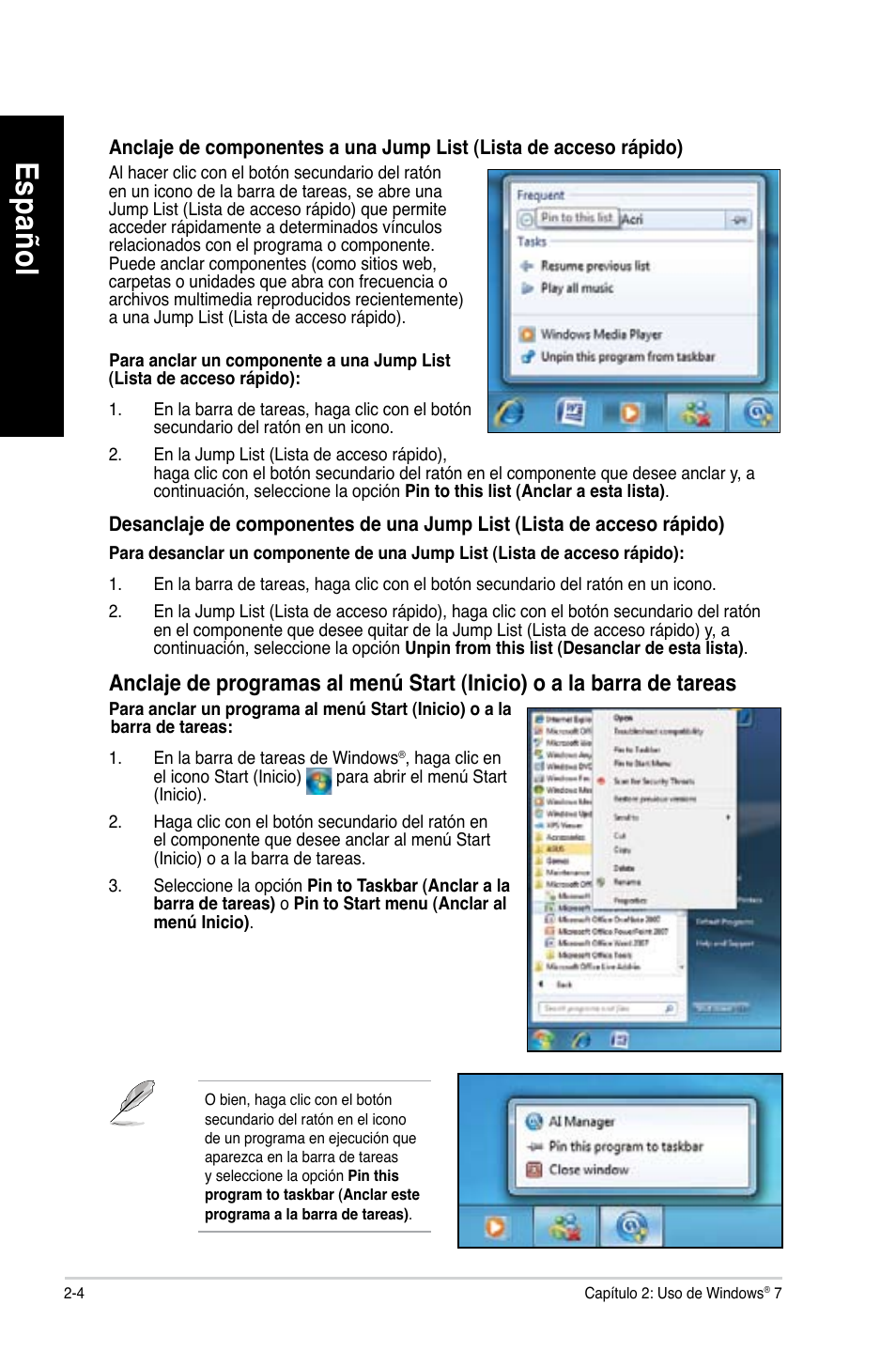 Es pa ño l es pa ño l es pa ño l es pa ño l | Asus CM1630 User Manual | Page 267 / 409