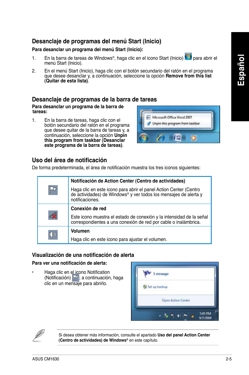 Es pa ño l es pa ño l | Asus CM1630 User Manual | Page 268 / 409