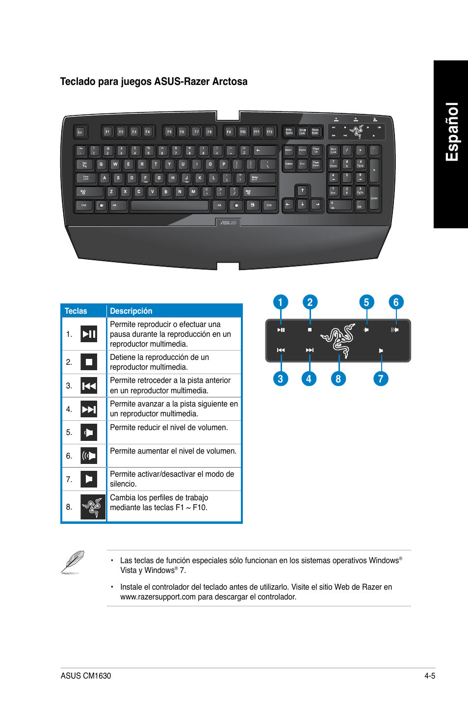 Es pa ño l es pa ño l es pa ño l es pa ño l | Asus CM1630 User Manual | Page 292 / 409