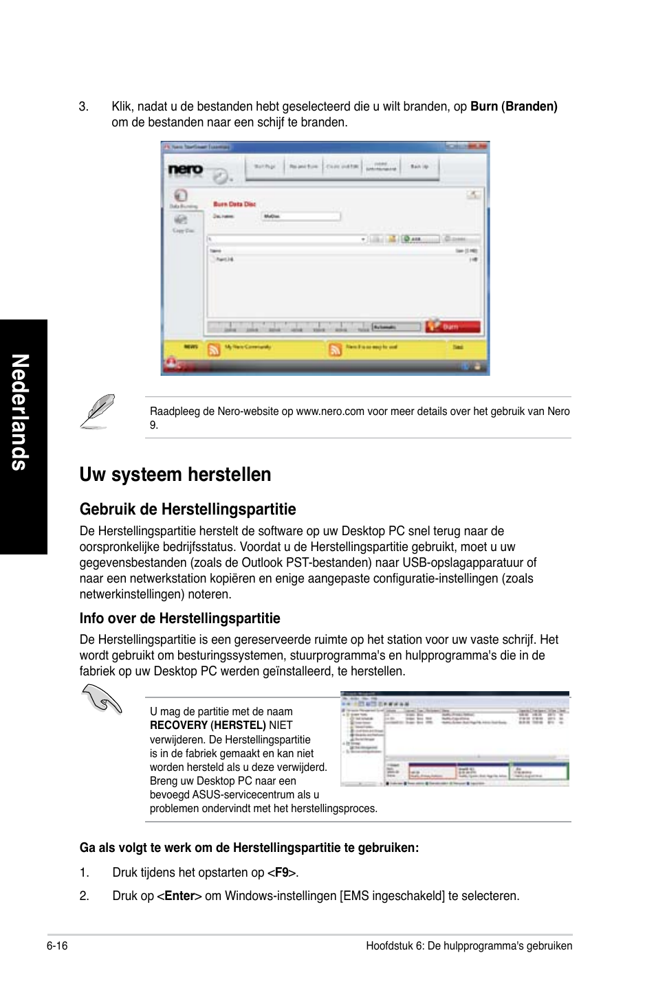 Uw systeem herstellen | Asus CM1630 User Manual | Page 399 / 409